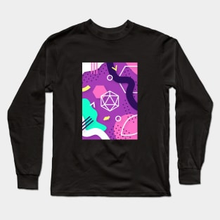 Polyhedral Dice Set Memphis Design Neon Purple Tabletop RPG Long Sleeve T-Shirt